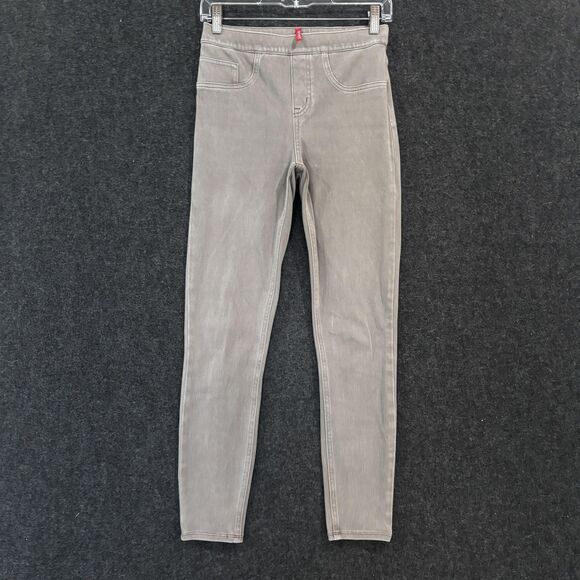 Spanx Pants Womens Small Gray Jean-ish Skinny Jeggings Pull On Shaping Pockets - Picture 1 of 13